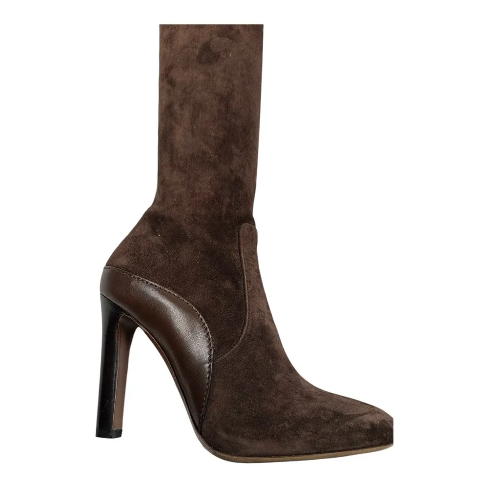 Ralph Lauren Purple Label Brown Suede Adrien High Boot Heel 36.5B EU 6 US NIB